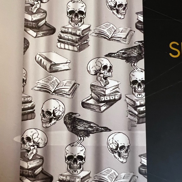 Other - Halloween Haunted Library Books Skulls Raven Peva Shower Curtain with Grommets